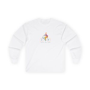 Whimsical Long Sleeve Tee with Bicycle Design | Perfect for Casual Outings, Gift for Cyclists, Summer Vibe, Everyday Wear